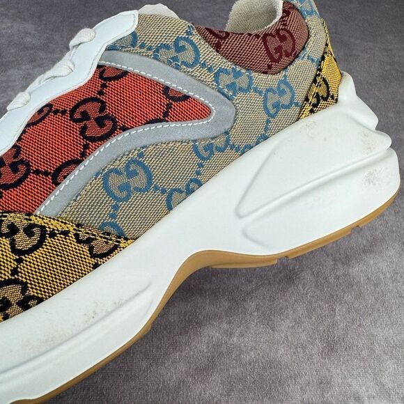 Gucci Mens Rython Multicolor Sneakers  GG Canvas 9 - Picture 7 of 14